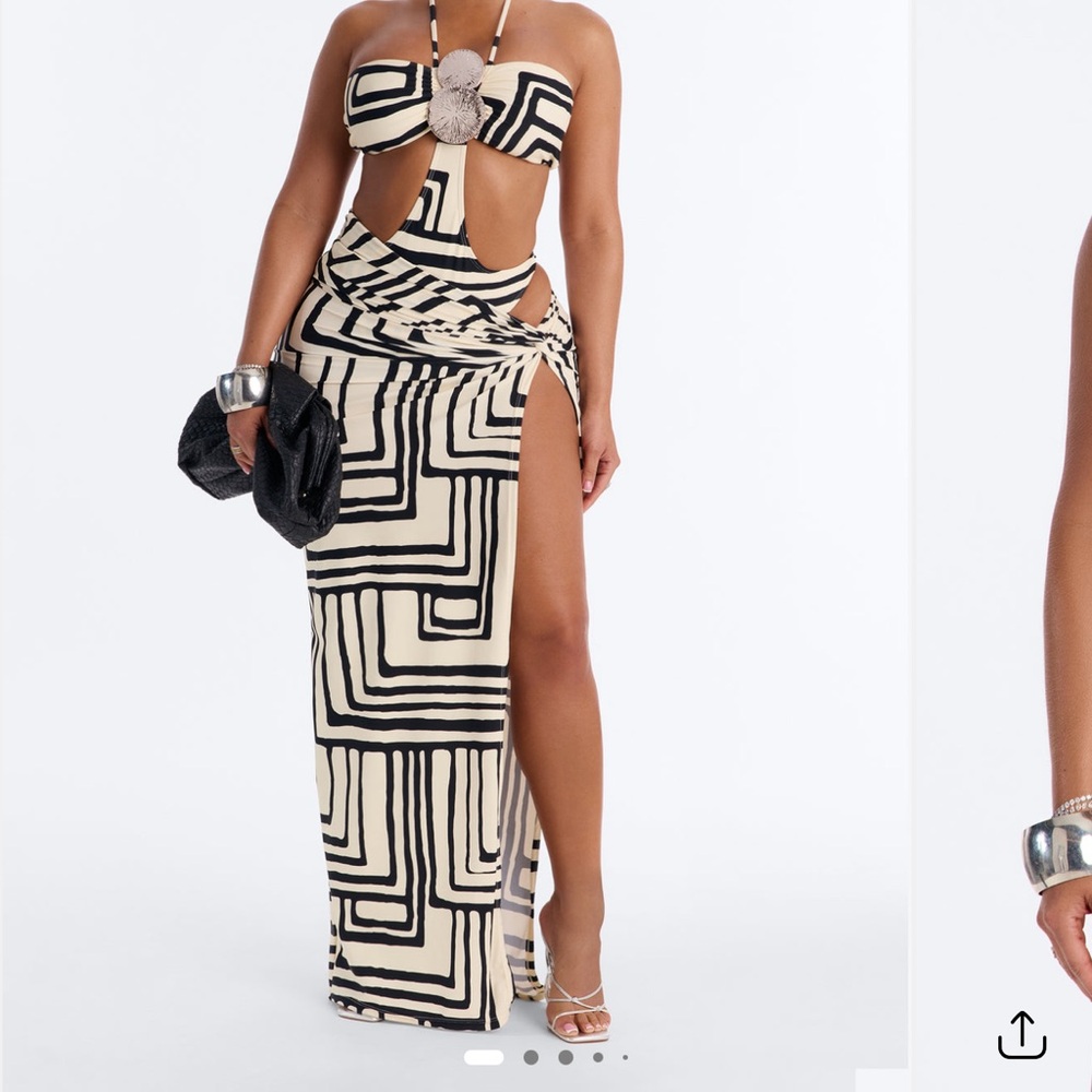 Black and white one piece swimsuit fashion nova + skirt cover up